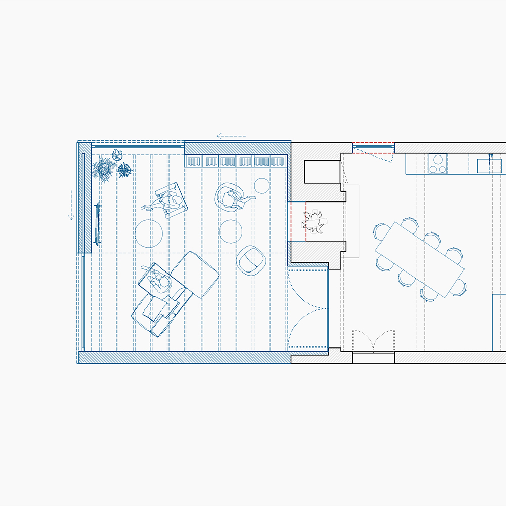 Plan de une extension en bois de une maison à Valcabrere