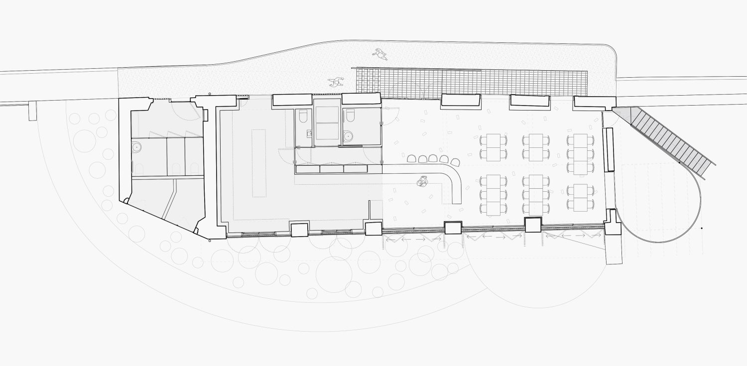 Plan du rez-de-chaussée après réhabilitation du bâtiment à Bonnac