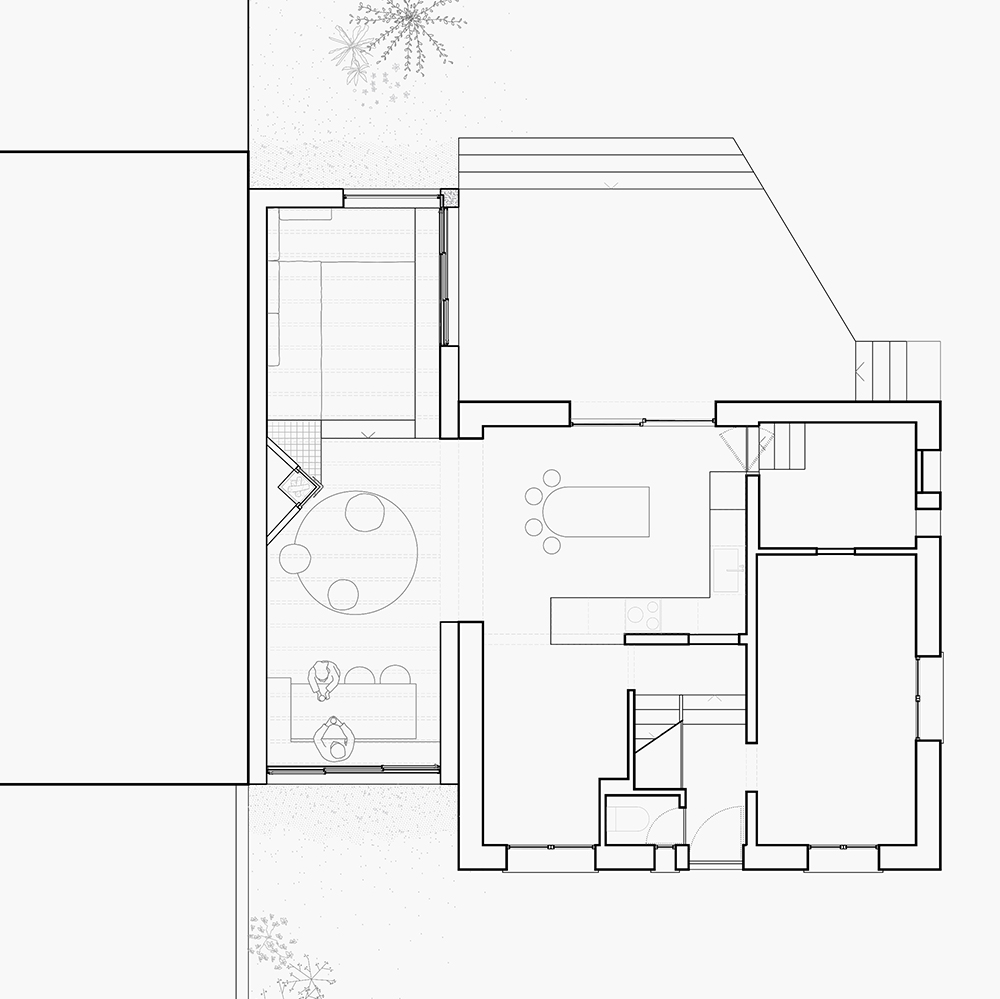 Plan du RDC du projet d'extension de la maison