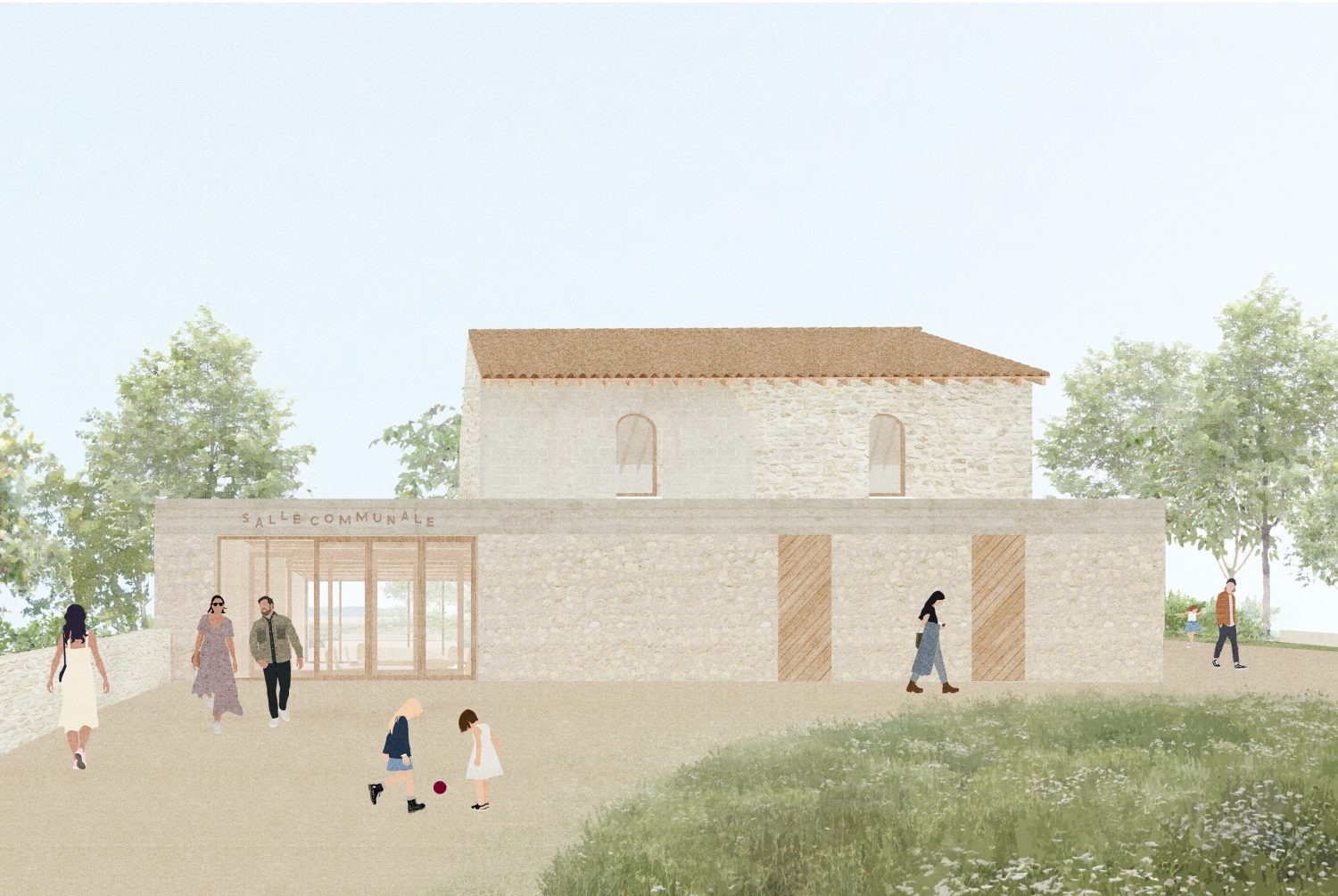 Extension en béton cyclopéen d'un bâtiment à Montsaunès